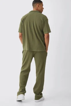 boohooMAN Oversized Waffle Shirt & Relaxed Jogger Set | UK| Sets & Co-Ords