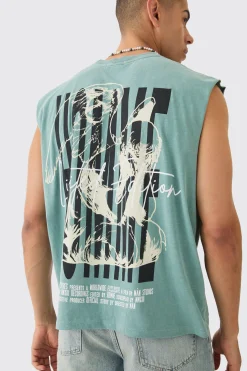 Oversized Wash Boxy Gothic Renaissance Cherub Tank | UK^boohooMAN Discount