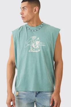 Oversized Wash Boxy Gothic Renaissance Cherub Tank | UK^boohooMAN Discount