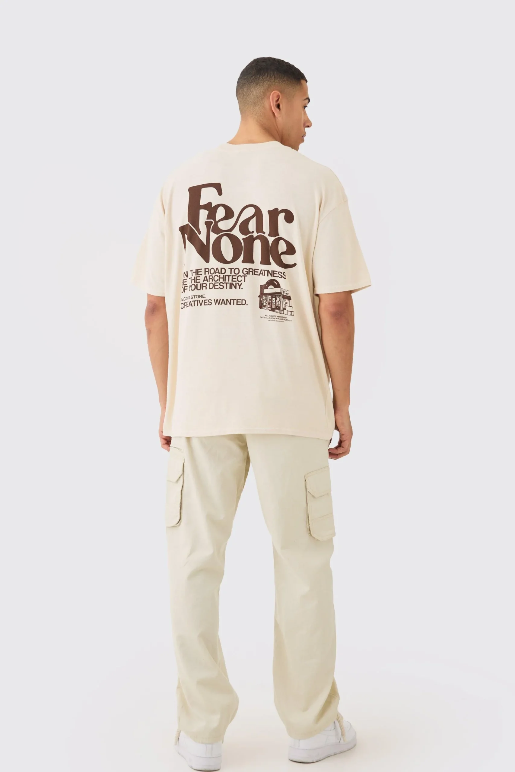 Oversized Wash Fear None Print T-shirt | UK^boohooMAN Hot