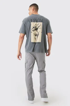 Oversized Wash Official Flower Print T-shirt | UK^boohooMAN Sale