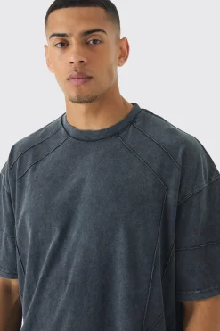 boohooMAN Oversized Wash Pintuck T-shirt And Short Set | UK| Sets & Co-Ords|Tracksuits