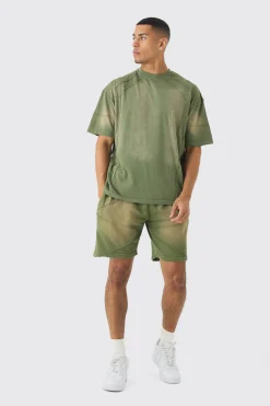 boohooMAN Oversized Wash Pintuck T-shirt And Short Set | UK| Sets & Co-Ords|Tracksuits