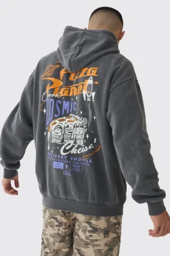 boohooMAN Oversized Wash Pixar Toy Story Pizza Planet License Hoodie | UK| Hoodies & Sweatshirts