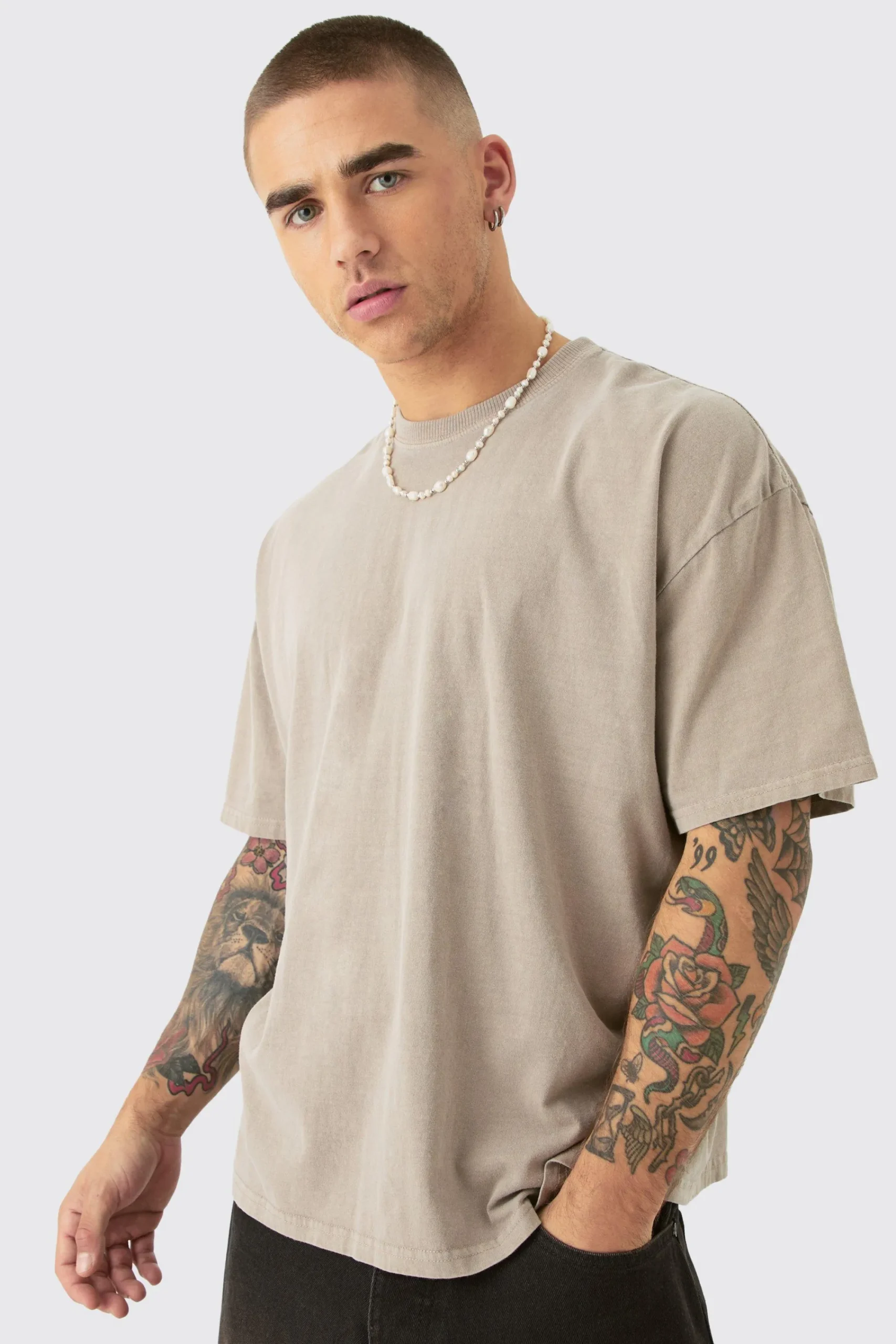 Oversized Wash Stencil Back Print T-shirt | UK^boohooMAN Clearance
