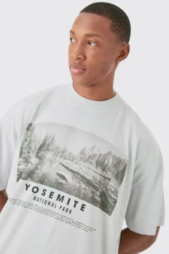 Oversized Wash Yosemite Landscape T-shirt | UK^boohooMAN Clearance