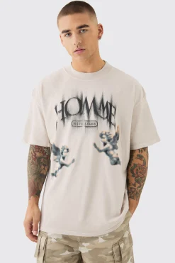 Oversized Washed Blurred Renaissance T-shirt | UK^boohooMAN