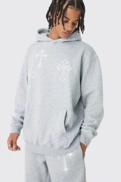 boohooMAN Oversized Washed Cross Print Tracksuit | UK| Tracksuits