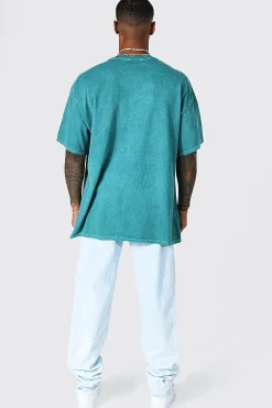 Oversized Washed Dove Graphic T-Shirt | UK^boohooMAN Outlet