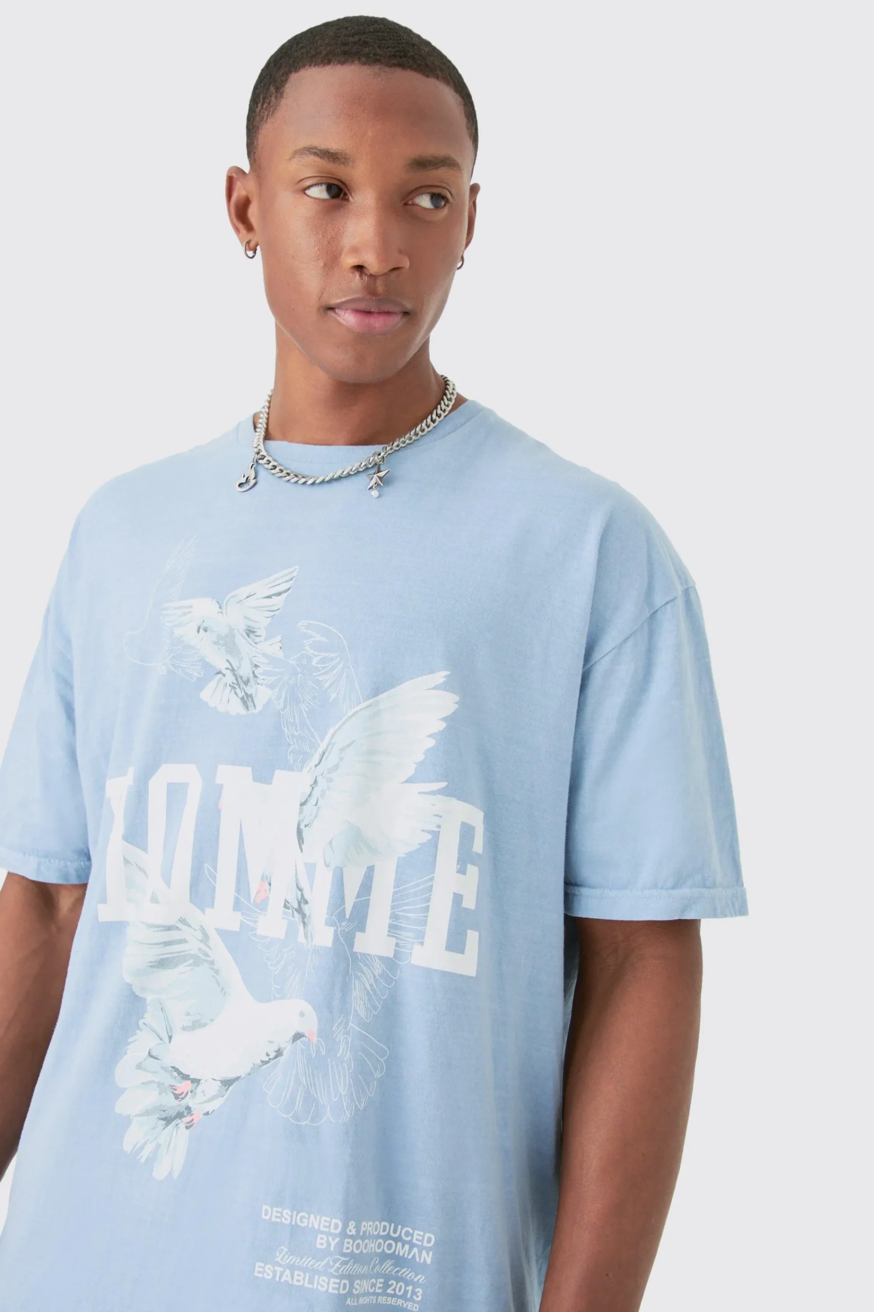Oversized Washed Dove Print T-shirt | UK^boohooMAN Best