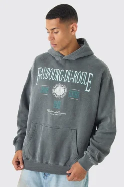 boohooMAN Oversized Washed Faubourg-Du-Roule Hoodie | UK| Hoodies & Sweatshirts