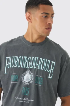 Oversized Washed Faubourg-Du-Roule T-shirt | UK^boohooMAN Hot