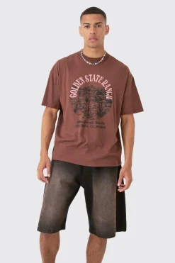 Oversized Washed Golden State Ranch T-shirt | UK^boohooMAN Outlet