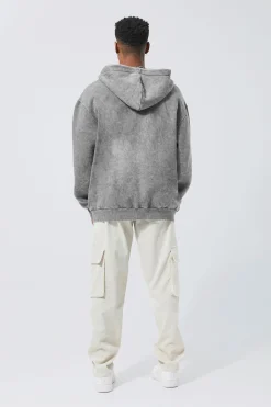 boohooMAN Oversized Washed Graphic Zip Through Hoodie | UK| Hoodies & Sweatshirts