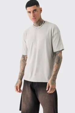 Oversized Washed Heart Web Back Print T-shirt | UK^boohooMAN New
