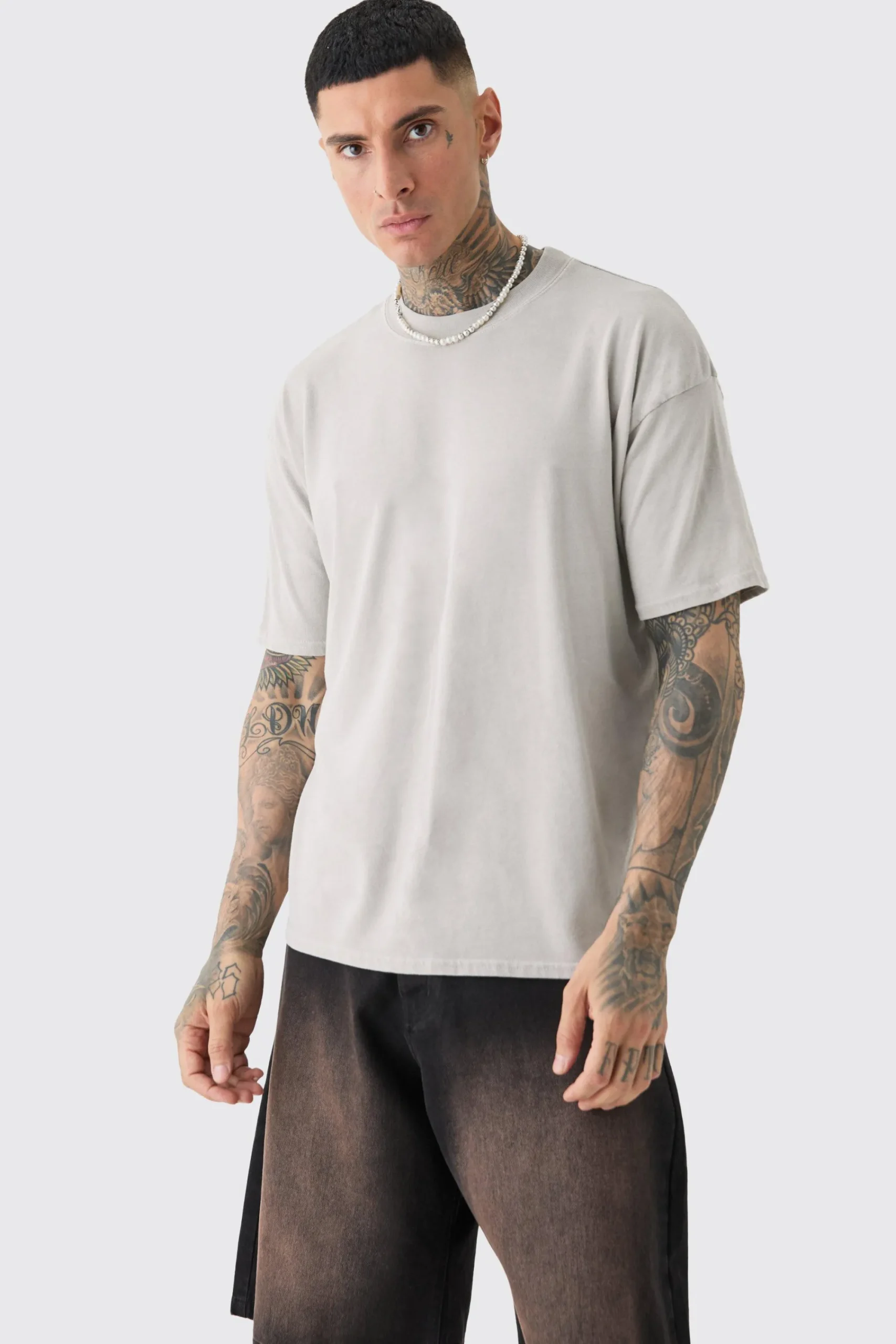 Oversized Washed Heart Web Back Print T-shirt | UK^boohooMAN New