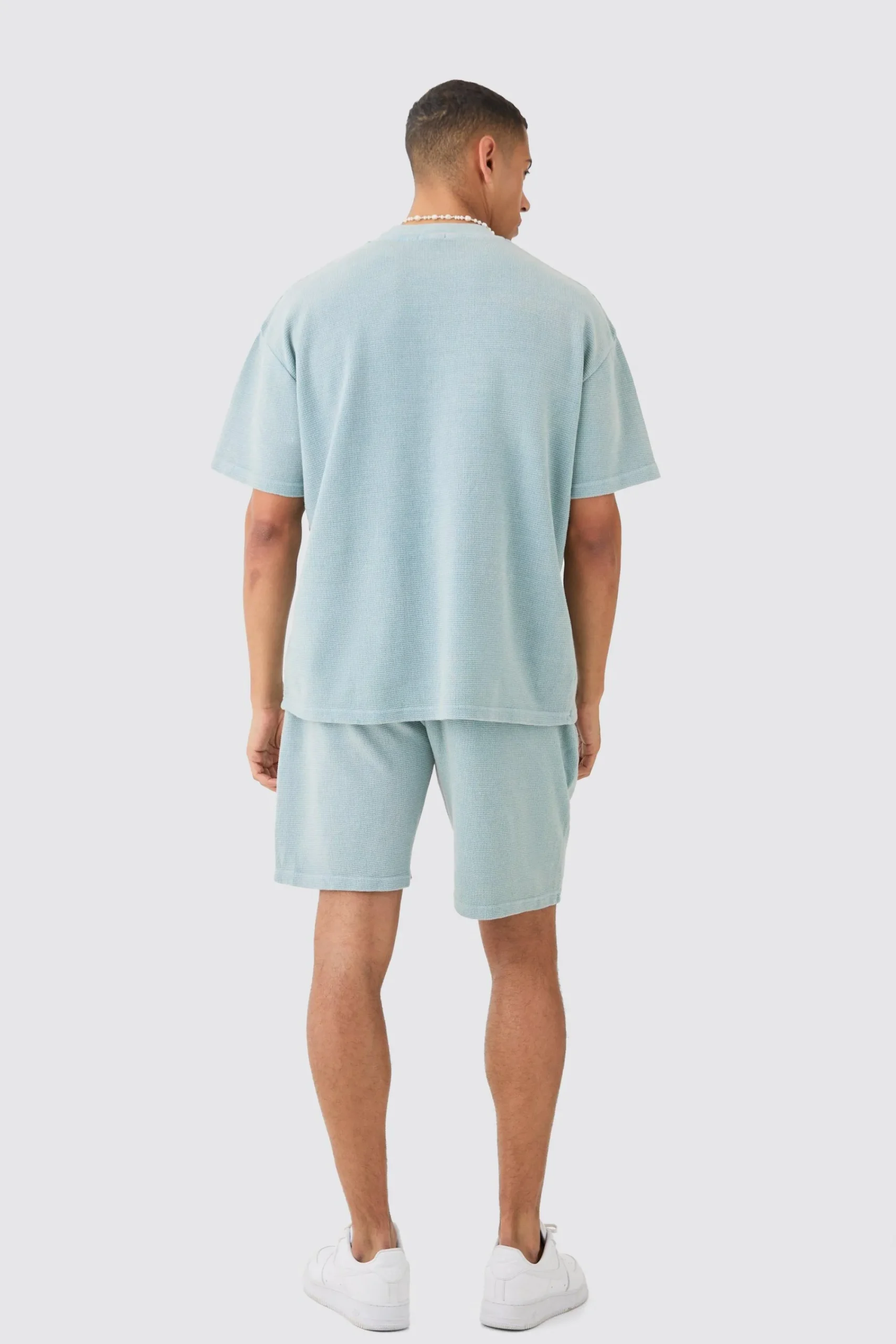 boohooMAN Oversized Washed Heavyweight Waffle T-shirt & Shorts Set | UK| Sets & Co-Ords|Tracksuits