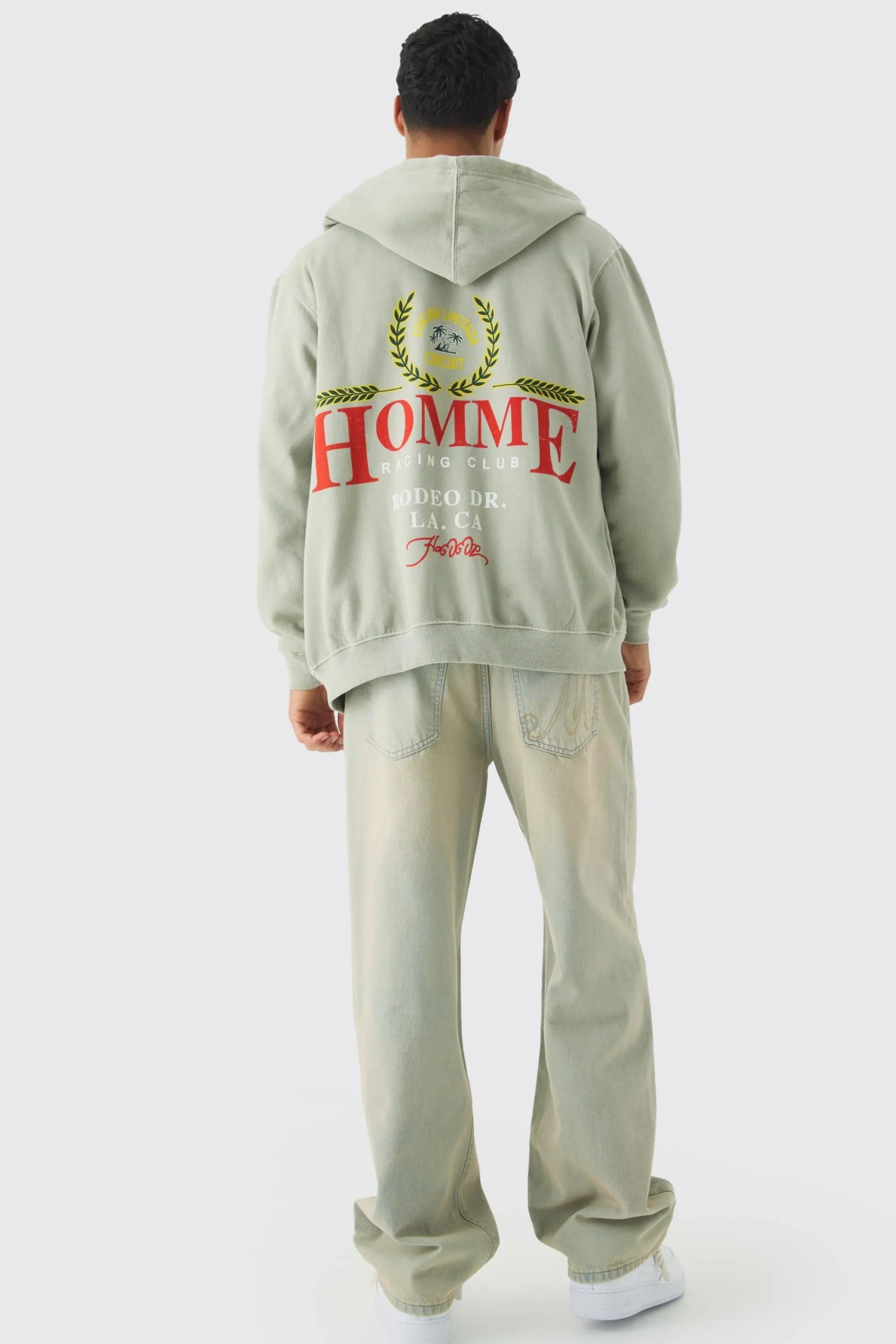 boohooMAN Oversized Washed Homme Print Zip Through Hoodie | UK| Hoodies & Sweatshirts