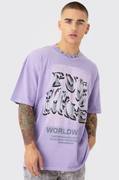 Oversized Washed Homme Text Print T-shirt | UK^boohooMAN Hot