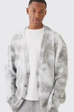 boohooMAN Oversized Washed Knitted Cardigan In | UK| Knitwear