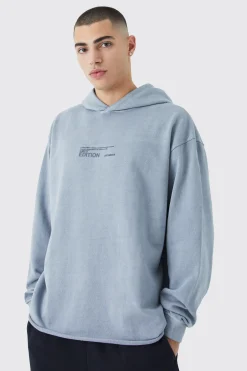 boohooMAN Oversized Washed Limited Raw Hem Hoodie | UK| Hoodies & Sweatshirts