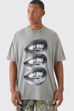 Oversized Washed Lip Graphic T-shirt | UK^boohooMAN Best