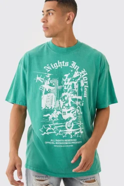 Oversized Washed Nights In Harlem T-shirt | UK^boohooMAN Sale