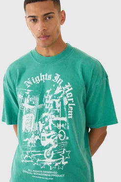 Oversized Washed Nights In Harlem T-shirt | UK^boohooMAN Sale