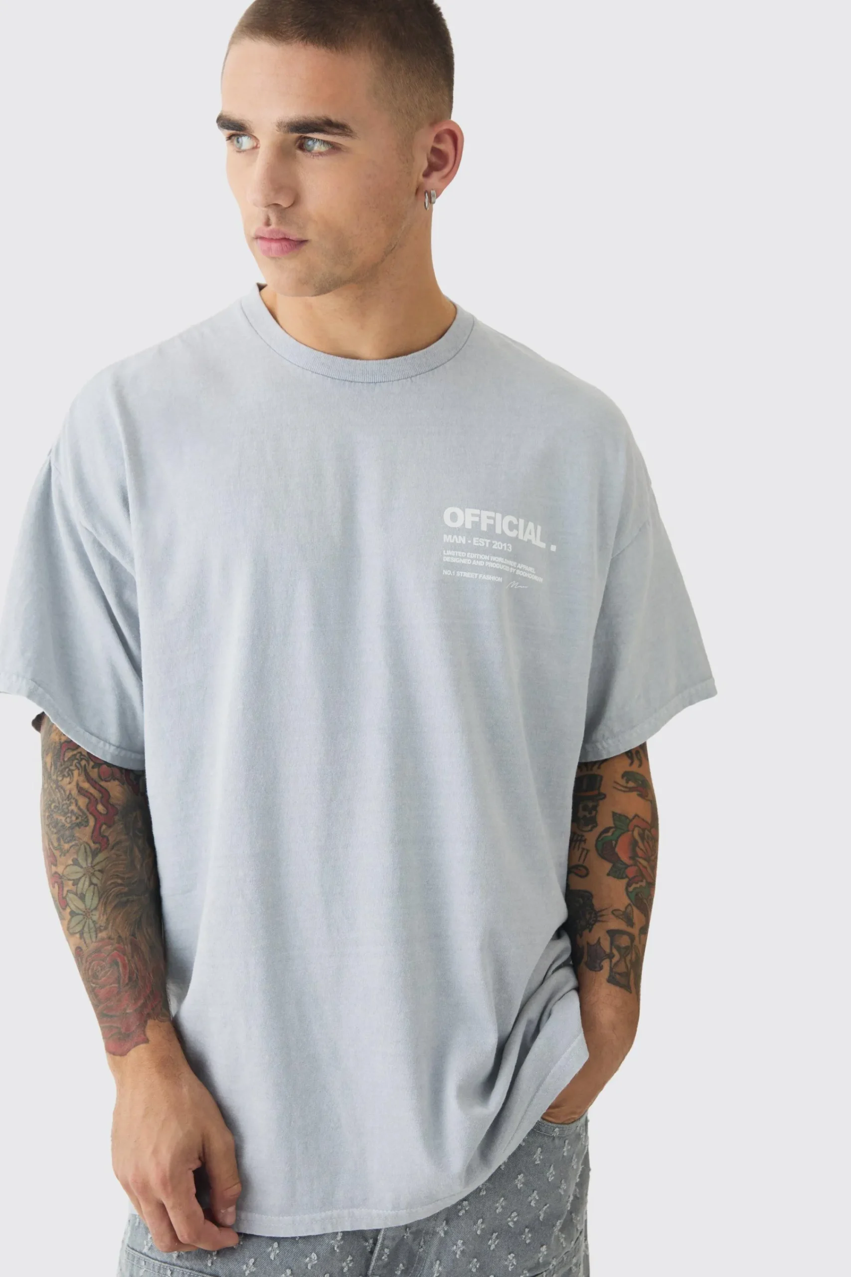 Oversized Washed Offical Slogan T-Shirt | UK^boohooMAN New