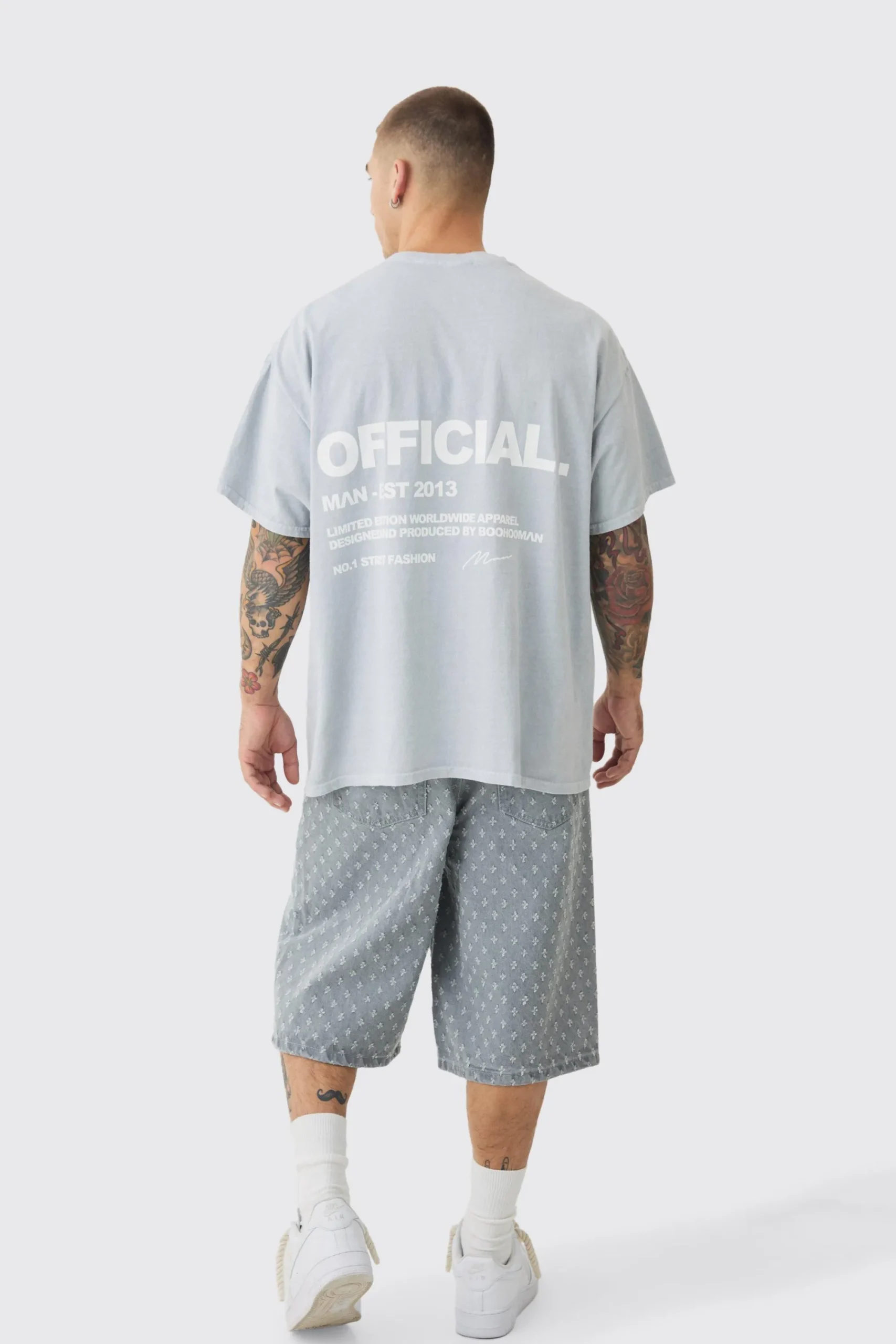 Oversized Washed Offical Slogan T-Shirt | UK^boohooMAN New
