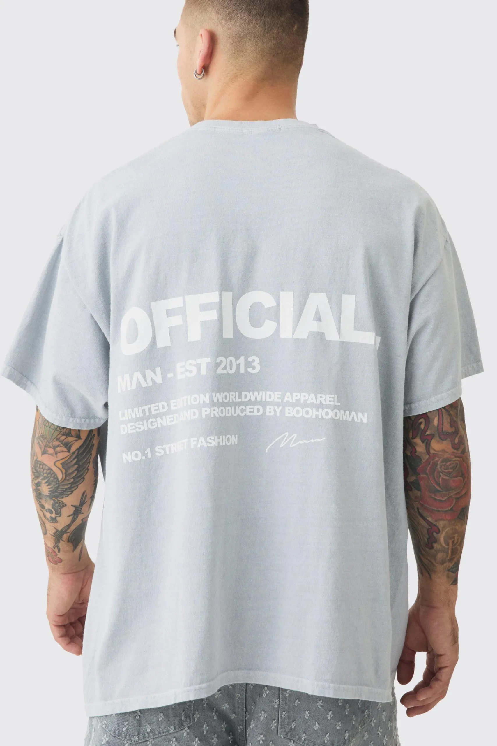 Oversized Washed Offical Slogan T-Shirt | UK^boohooMAN New