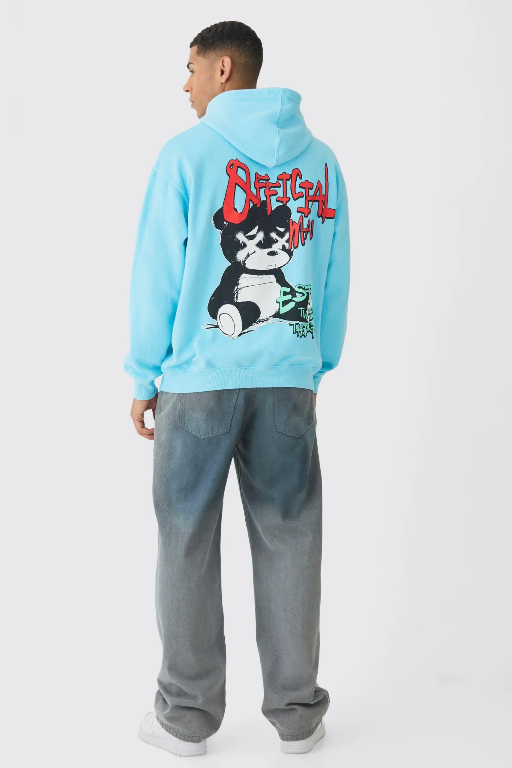 boohooMAN Oversized Washed Official Man Bear Hoodie | UK| Hoodies & Sweatshirts