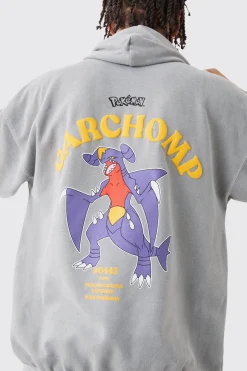 boohooMAN Oversized Washed Pokemon Garchomp License Hoodie | UK| Hoodies & Sweatshirts