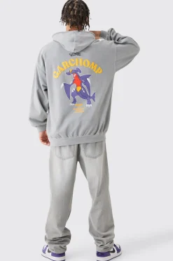 boohooMAN Oversized Washed Pokemon Garchomp License Hoodie | UK| Hoodies & Sweatshirts