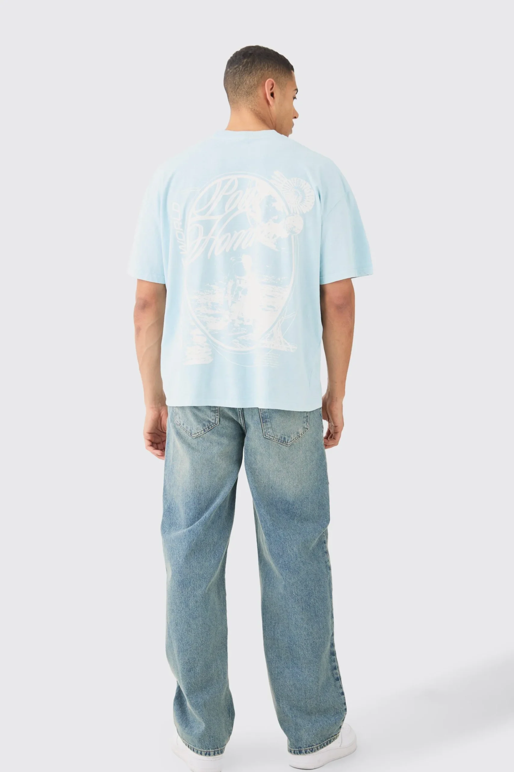 Oversized Washed Pour Homme Space T-shirt | UK^boohooMAN Clearance