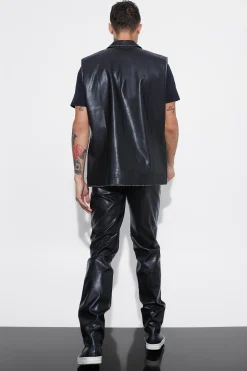 boohooMAN Oversized Washed Pu Sleeveless Blazer | UK| Suits & Tailoring