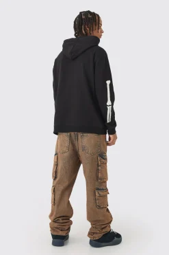 boohooMAN Oversized Washed Skeleton Print Hoodie | UK| Hoodies & Sweatshirts