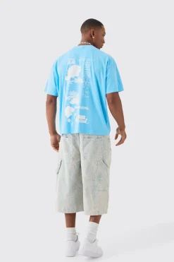 Oversized Washed Stencil Floral Back Print T-shirt | UK^boohooMAN Hot