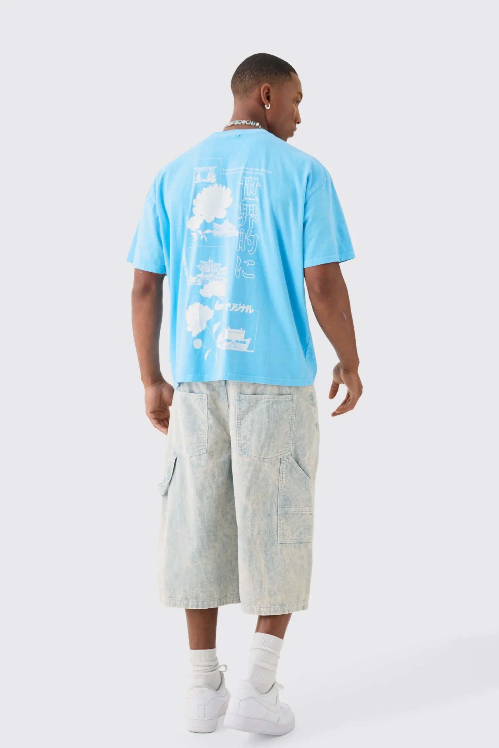 Oversized Washed Stencil Floral Back Print T-shirt | UK^boohooMAN Hot