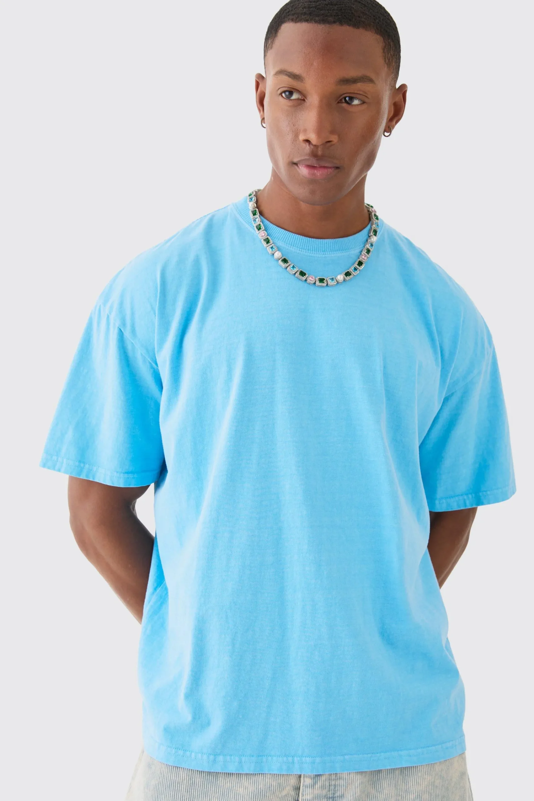 Oversized Washed Stencil Floral Back Print T-shirt | UK^boohooMAN Hot