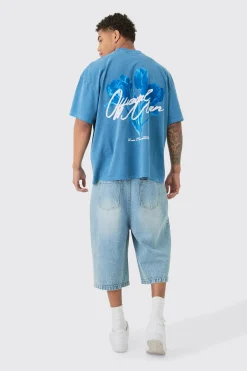 Oversized Washed Tonal Floral Print T-shirt | UK^boohooMAN Discount
