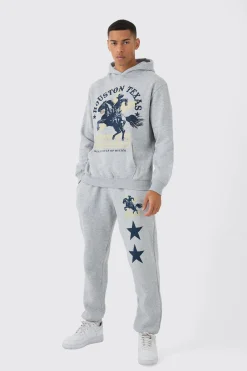 boohooMAN Oversized Western Print Washed Tracksuit | UK| Tracksuits