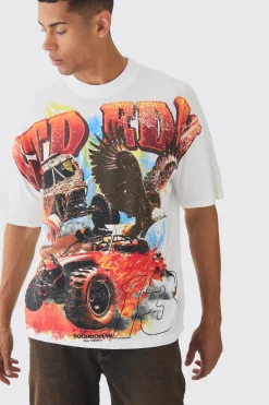 Oversized Western Vintage T-Rex Large Scale Print T-Shirt | UK^boohooMAN Best