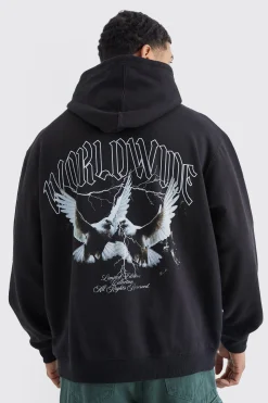 boohooMAN Oversized World Wide Dove Graphic Hoodie | UK| Hoodies & Sweatshirts