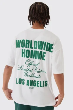 Oversized Worldwide Back Puff Print T-Shirt | UK^boohooMAN Clearance