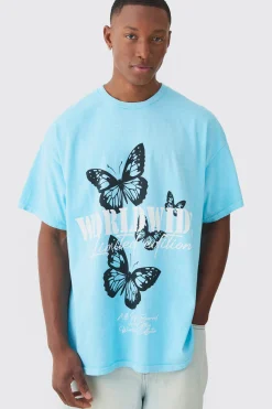 Oversized Worldwide Butterfly Print T-shirt | UK^boohooMAN Sale