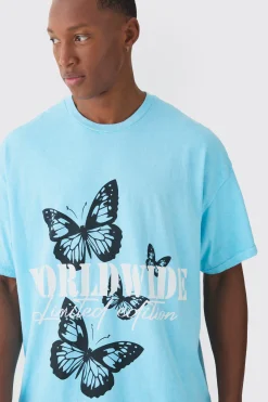 Oversized Worldwide Butterfly Print T-shirt | UK^boohooMAN Sale