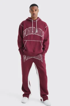 boohooMAN Oversized Worldwide Contrast Stitch Hooded Gusset Tracksuit | UK| Tracksuits