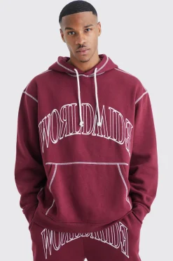 boohooMAN Oversized Worldwide Contrast Stitch Hooded Gusset Tracksuit | UK| Tracksuits