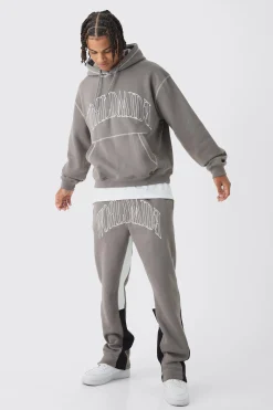 boohooMAN Oversized Worldwide Contrast Stitch Gusset Tracksuit | UK| Tracksuits